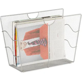Relaxdays Zeitungsständer Mesh, Zeitschriftensammler Metall, Zeitungshalter stehend, HxBxT: 27 x 39 x 17 cm,