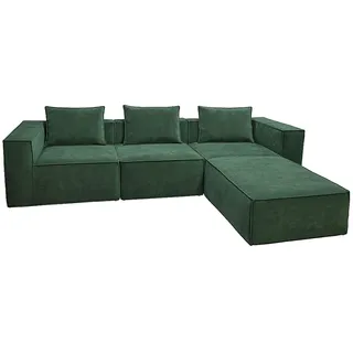 Mendler L-Sofa Stoff 2-Sitzer Grün