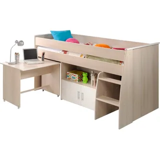 Parisot Hochbett Charly 90 x 200 cm Akazie braun weiß