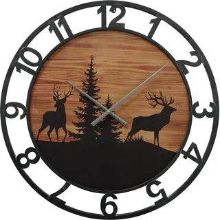 BOLTZE Wanduhr "Ludwig" aus Metall/Holz in schwarz/braun B70cm, Uhr - Schwarz