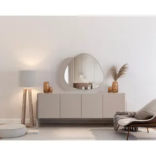 Beiges Designer Sideboard Esszimmer Anrichte Edle Holz Möbel - Beige