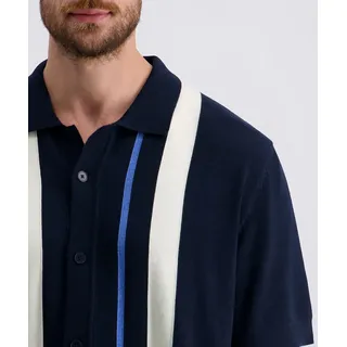 Pierre Cardin Poloshirt mit durchgehender Knopfleiste, blau