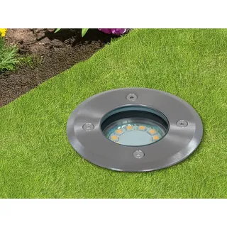 Ranex 5000.461 LED Bodeneinbaustrahler Bolton, Außen-Bodenbeleuchtung, Schwarz, Edelstahl, IP65, Eingang, Garten, LED, 3 W - Schwarz, Silber