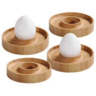KESPER Eierbecher Bambus, 4er Set, Material: Maße: Ø 10 cm, Höhe: 2 cm, Farbe: Braun