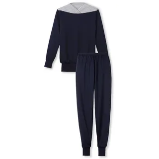 CALIDA Soulmate Bündchen-Pyjama Damen, aus weichem Baumwoll-Interlock, mit Breiten, sehr elastischen Bündchen an Ärmeln und Hose