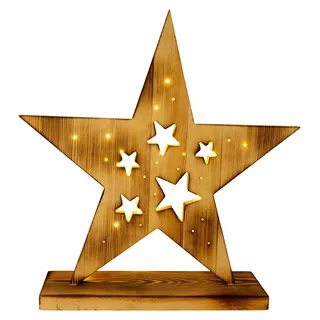 Weihnachtsstern Beleuchtet Holz Stern LED Weihnachtsbeleuchtung Außen 5270327 - Naturbelassen