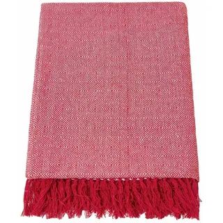 Homescapes Überwurf Malda 225/255 cm, Baumwolle mit Rautenmuster , Rot , Textil , Rechteckig , 225x255 cm , Oeko-Tex® , Heimtextilien, Bettwäsche & Leintücher, Tagesdecken