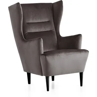 Traumnacht Ohrensessel Lukas, bequemer und moderner Relaxsessel, Polstersessel für Wohnzimmer und Esszimmer, produziert nach deutschem Qualitätsstandard, braun (Samt)