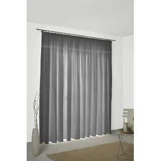 Vorhang WIRTH "Wiessee" Gr. 1, grau, B:75cm H:125cm, Jacquard, Baumwolle, Leinen, Modal, Gardinen, Vorhang
