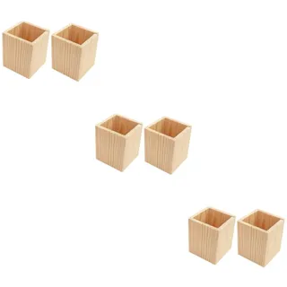 STOBOK Holz Stifthalter Geometrisch 6Er Set Schreibtisch Organizer Für Büro Zuhause Pinselhalter Und Kleinteileaufbewahrung 9.45X3.15X3.94 Zoll Kompakt