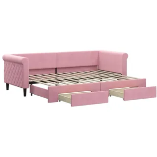 vidaXL Tagesbett Ausziehbar mit Schubladen Rosa 80x200 cm Samt - Rosa