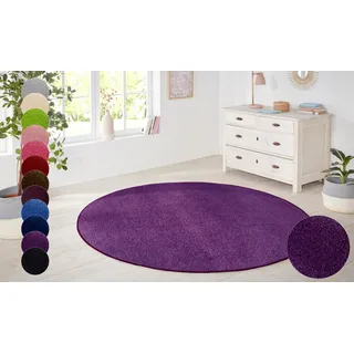 HANSE Home Teppich "Shashi" rund 8,5 mm Höhe Kurzflor, Unifarben, Teppich, Weich, Esszimmer, Kinderzimmer, Flur, lila