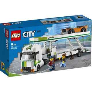 LEGO 60305 City Autotransporter Spielzeug mit Muscle Rennwagen und Doppeldecker-Anhänger - Schwarz