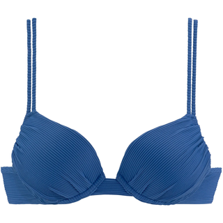 Push-Up-Bikini-Top SUNSEEKER "Fancy", Damen, Gr. 40, Cup A, blau, Obermaterial: 92% Polyamid, 8% Elasthan. Wattierung: 100% Polyester, Strukturmuster, Bikini-Oberteile Push-Up-Bikini-Top, aus eleganter Strukturware