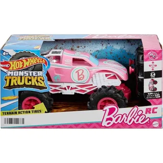 Hot Wheels Rennfahrzeuge, ferngesteuerter Barbie Monster Truck im Maßstab 1:24 - Rosa