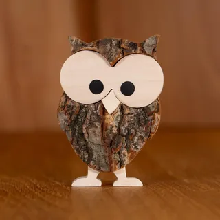 Staboos Eulen Figuren 50 mm - Einzigartige Deko aus Nachhaltigem Europäischen Holz - Süße Holzeule in Geschenkverpackung