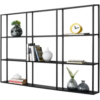 [en.casa] Wandregal Jelsa , Schwarz , Metall , 130x110x18 cm , Wohnzimmer, Regale, Wandregale