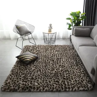 HZSZXG Flauschiger Flächenteppich, süßer Zottelteppich, extraweiche und zottelige Teppiche, Flauschige Innenteppiche für das Wohnzimmer, superweicher, Flauschiger Teppich, Leopard, 140 x 200 cm