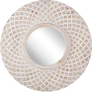 Beliani Wandspiegel Pomaro 60 x 60 cm Hellbraun/Weiß
