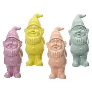 Gartenzwerg Keramik Pastell 4 Stück Decoris