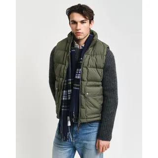Steppweste GANT "MID DOWN VEST", Herren, Gr. XL, grün (schwarz earthy grün), Web, Obermaterial: 100% Polyester, regular fit, Westen Steppweste, mit modischer Steppung