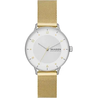 Skagen Uhr für Frauen, Riis Dreizeigeruhrwerk, Leder/Edelstahluhr Mit 36 Mm Gehäusegröße