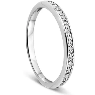 OROVI – Gold Ring Memoire aus 9 Karat Weißgold (375) mit 16 Diamanten (0.05 Ct) – Hochzeitsring Damen mit Brillanten – Verlobungsring allergenfrei & handgemacht (Größe 60)