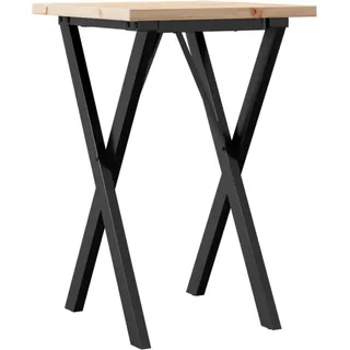 vidaXL Esstisch X-Gestell 50x50x75,5cm Massivholz Kiefer und Stahl - Braun