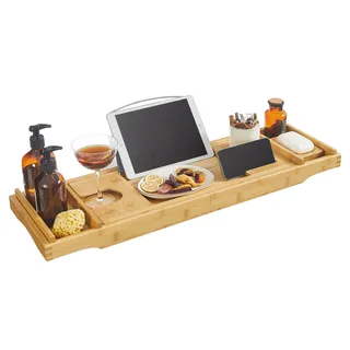 Songmics Badewannenablage braun