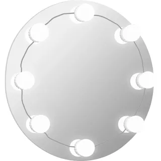 vidaXL Wandspiegel ohne Rahmen mit LED-Beleuchtung Rund Glas - Silber
