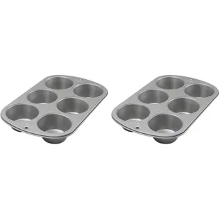 Wilton 03-3119 Jumbo-Muffinform, Rezept rechts, Antihaftbeschichtung, 6 Löcher, 7 x 24,8 x 36,2 cm, Stahl (Packung mit 2)