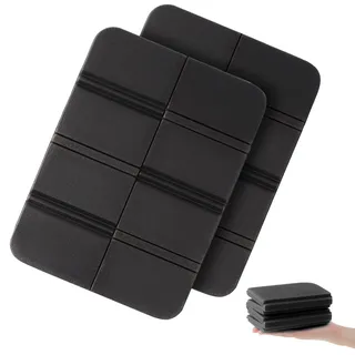 WUFANC Sitzkissen Outdoor Faltbar 2er Set, Wetterfest & Wasserdicht Thermo Sitzunterlage Outdoor Kinder,Leicht & Kompakt, für Wandern, Camping, Stadion, Picknick & Garten (Schwarz+Schwarz)