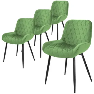 Ml-Design Esszimmerstuhl Samt Grün 4er Set , Textil , 54x81x60 cm , Esszimmer, Stühle