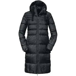 Schöffel Damen Down Coat Kenosha L, wind- und wasserabweisender Daunenmantel mit RDS-zertifizierten Federn, leichte Winter Wanderjacke mit Wärmekragen und Kapuze, black, 40