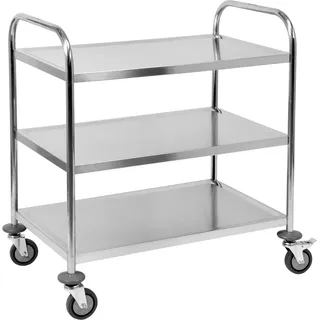 Servierwagen, Küchenwagen, Abstellraum Servierwagen 3 Regale 860x530x950mm Edelstahl