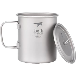 KEITH Ti3204 Tasse, Titan, mit Deckel und Griff, zusammenklappbar