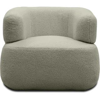 DOMO. collection Sessel Molina, moderner Polstersessel aus Teddy-Stoff mit Armlehnen und runden Ecken, Einzelsessel, Garnitur 90 x 86 x 71 cm (BxTxH), Taupe