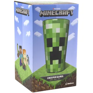 Minecraft Creeper Glasbecher - Offiziell lizenziertes Trinkgeschirr für kalte Getränke, Geschenk für Gamer, 400 ml (14 fl oz), Green