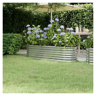 Hochbeet aus pulverbeschichtetem Stahl, rost- und witterungsbeständig, Pflanzkasten für Garten, Balkon, Terrasse, Silber, 152x40x36 cm - Silber