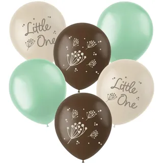 Folat 25018 Baby Shower Deko, Babyparty, Grün, WeißLatexballons - Blooming Baby Little One - 33 cm - 6 Stück