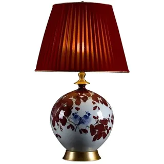 Fine Asianliving Chinesische Tischlampe Porzellan mit Lampenschirm E27 Orientalische Tischleuchte Keramik Nachttischlampen Schlafzimmer Wohnzimmer