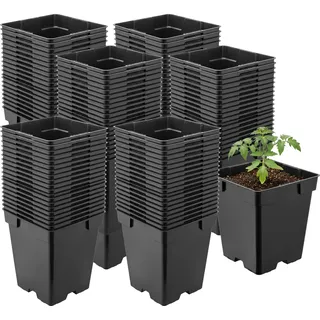 Garronda Pflanztopf Kunststoff 11 x 11 x 12 cm (1L) 100er Set eckig mit Drainagelöchern Blumentopf robust Pflanzentopf für Garten Gewächshaus Balkon Anzucht Innen Außenbereich Schwarz GD-0199