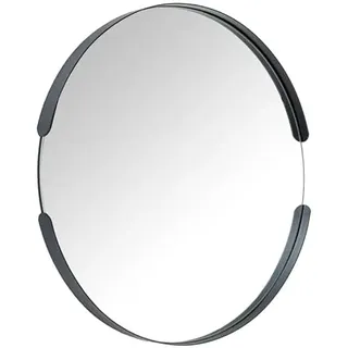 DRW Runder Wandspiegel aus Metall in Schwarz, 80 x 80 x 3,5 cm
