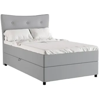 Homesy Boxspringbett, 120cm x 200cm, grau mit Bettkasten, Matratze und Topper, Einzelbett, Nevada Panda Möbel - Hellgrau