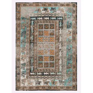 Teppich HEINE HOME Gr. 7, bunt (türkis, bunt), H:7mm Ø:160cm, Baumwolle, Kunstfaser, Polyester, Teppiche, Teppich