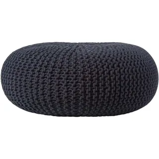 Homescapes Strick-Pouf schwarz, Bodenkissen rund 70/70/23 cm , Textil , Uni , Rund , 70x23x70 cm , Wohnzimmer, Sessel, Hocker & Hockerbänke, Poufs