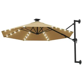 vidaXL Sonnenschirm zur Wandmontage mit LEDs 300 cm Taupe - Taupe