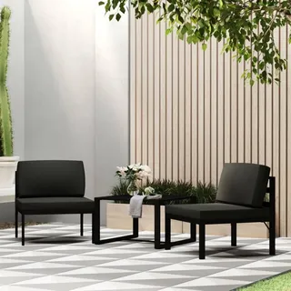 The Living Store 3-tlg. Garten-Sofagarnitur mit Kissen Aluminium Anthrazit - Grau