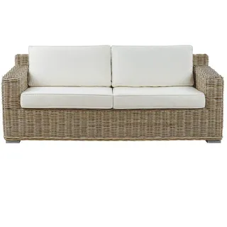 Beliani Ardea Gartensofa 2-Sitzer hellbraun/cremeweiß
