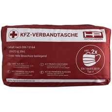 HP Autozubehör 10049 KFZ-Verbandtasche 2022 NEU Erste Hilfe Tasche, Notfall-Set Auto, DIN 13164:2022, First Aid Kit Rot